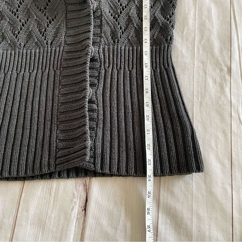 Eddie Bauer Shawl Collar Knit Cardigan Sweater Women’s M Gray Short Sleeve Y2K - Picture 13 of 16